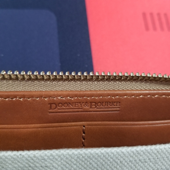 Dooney and Bourke Monogram Zip Around Large Wallet Clutch Wristlet In Saddle - Picture 3 of 9